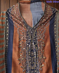 Premium Muslin Digital Print Unstitched Suit Set with Mirror Highlighting & Digital Print Dupatta