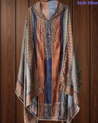 Premium Muslin Digital Print Unstitched Suit Set with Mirror Highlighting & Digital Print Dupatta