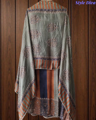 Premium Muslin Digital Print Unstitched Suit Set with Mirror Highlighting & Digital Print Dupatta