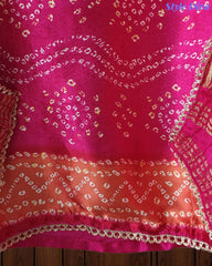Premium Gajji Silk Digital Bandhej Print Unstitched Suit Set with Zari Embroidery, Faux Mirror & Sequin Work