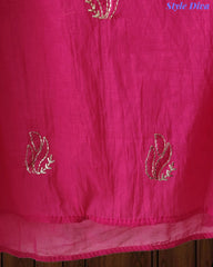 Mul Cotton Unstitched Suit Set with Pita Embroidery & Scalloped Edge Dupatta