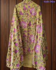 Mul Cotton Unstitched Suit with Kashmiri Embroidery & Kashmiri Embroidered Dupatta