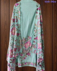 Mul Cotton Unstitched Suit with Kashmiri Embroidery & Kashmiri Embroidered Dupatta