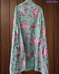 Mul Cotton Unstitched Suit with Kashmiri Embroidery & Kashmiri Embroidered Dupatta