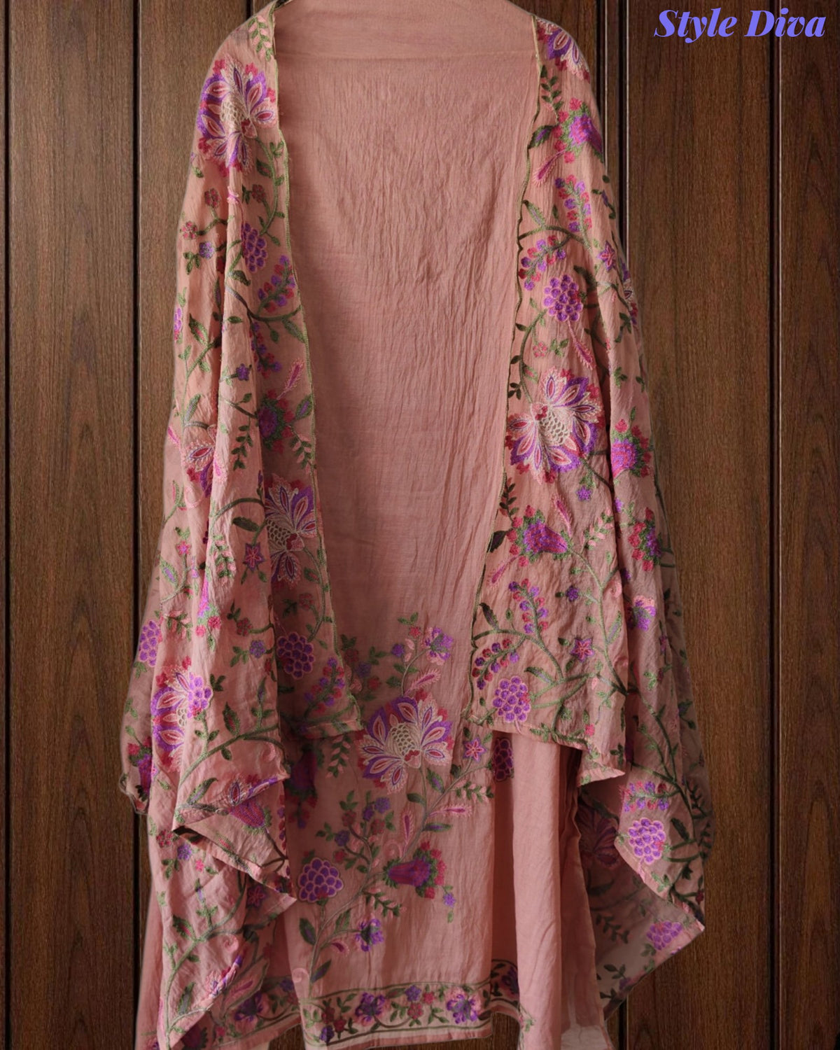 Mul Cotton Unstitched Suit with Overall Kashmiri Embroidery & Kashmiri Embroidered Dupatta