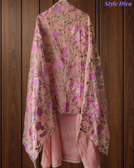 Mul Cotton Unstitched Suit with Overall Kashmiri Embroidery & Kashmiri Embroidered Dupatta
