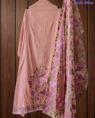 Mul Cotton Unstitched Suit with Overall Kashmiri Embroidery & Kashmiri Embroidered Dupatta