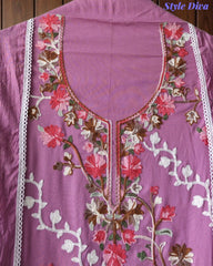 Premium Rayon Unstitched Suit with Overall Kashmiri Embroidery and Crochet Border