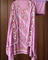 Premium Rayon Unstitched Suit with Overall Kashmiri Embroidery and Crochet Border