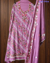 Premium Rayon Unstitched Suit with Overall Kashmiri Embroidery and Crochet Border