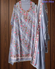 Premium Rayon Unstitched Suit with Overall Kashmiri Embroidery and Crochet Border