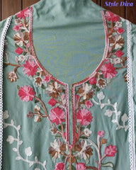 Premium Rayon Unstitched Suit with Overall Kashmiri Embroidery and Crochet Border