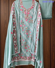 Premium Rayon Unstitched Suit with Overall Kashmiri Embroidery and Crochet Border
