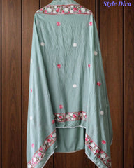 Premium Rayon Unstitched Suit with Overall Kashmiri Embroidery and Crochet Border