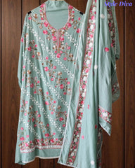 Premium Rayon Unstitched Suit with Overall Kashmiri Embroidery and Crochet Border