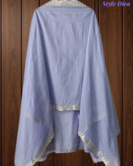 Mul Cotton Pita Work Unstitched Suit With Scalloped and Pita Work Dupatta