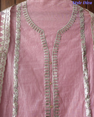 Mul Cotton Pita Work Unstitched Suit With Scalloped and Pita Work Dupatta