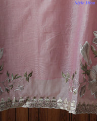 Mul Cotton Pita Work Unstitched Suit With Scalloped and Pita Work Dupatta