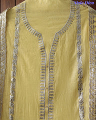 Mul Cotton Pita Work Unstitched Suit With Scalloped and Pita Work Dupatta