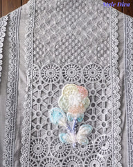 Cotton (Khadi) Pakistani Crochet Lacing Embroidered Unstitched Suit with Designer Dupatta