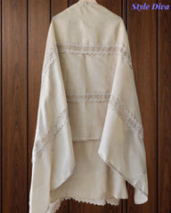 Cotton (Khadi) Pakistani Crochet Lace Semi-Stitched Suit with Dupatta (3 Pc Set)