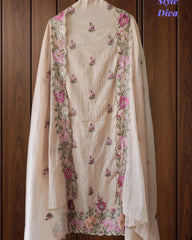 Premium Mul Cotton Unstitched Suit with Colorful Embroidery and Scalloped Edge Dupatta