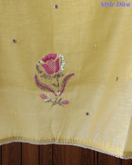 Crush Mul Cotton Block Print Unstitched Suit with Pita Embroidery Detailing