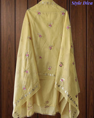 Crush Mul Cotton Block Print Unstitched Suit with Pita Embroidery Detailing
