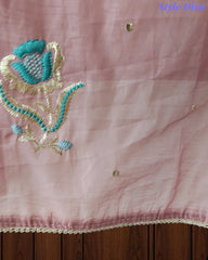 Crush Mul Cotton Block Print Unstitched Suit with Pita Embroidery Detailing