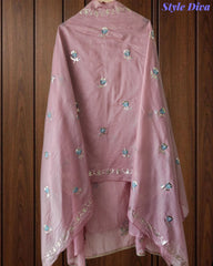 Crush Mul Cotton Block Print Unstitched Suit with Pita Embroidery Detailing