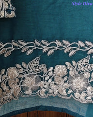 Mul Cotton Unstitched Suit Set with Overall Zari Embroidery