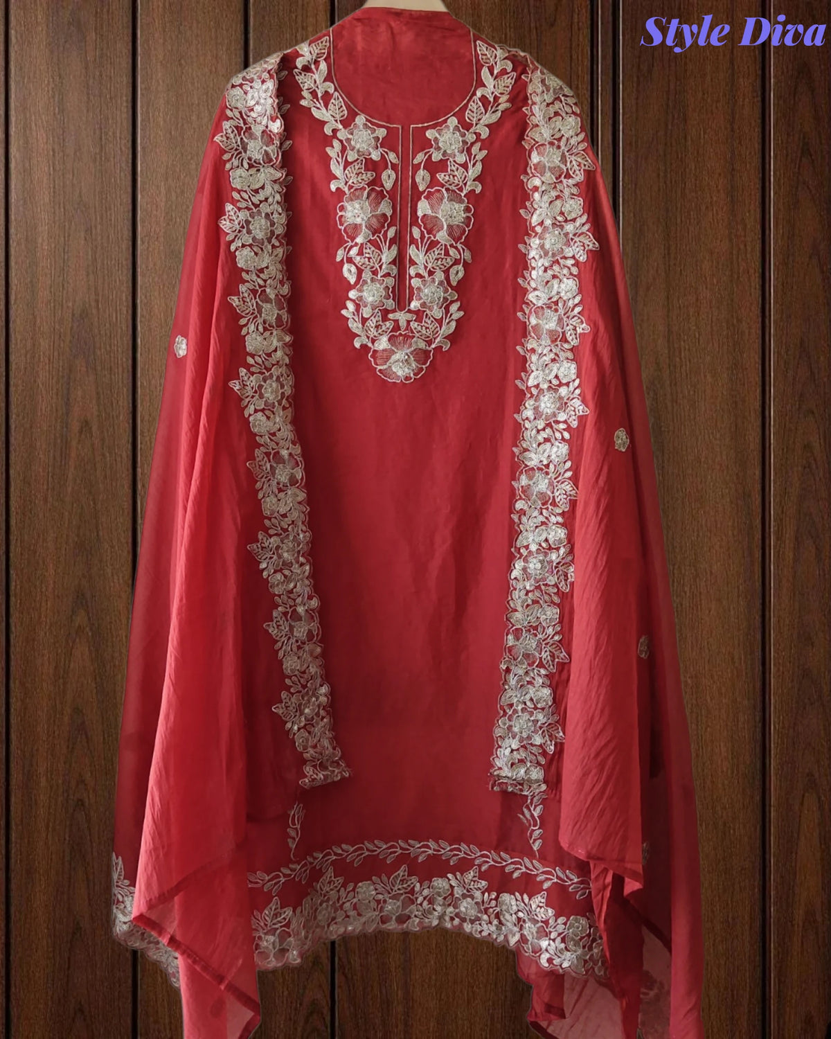 Mul Cotton Unstitched Suit Set with Overall Zari Embroidery