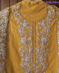 Mul Cotton Unstitched Suit Set with Overall Zari Embroidery
