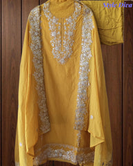 Mul Cotton Unstitched Suit Set with Overall Zari Embroidery
