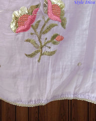 Crush Mul Cotton Block Print Unstitched Suit with Pita Embroidery Detailing