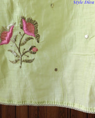 Crush Mul Cotton Block Print Unstitched Suit with Pita Embroidery Detailing