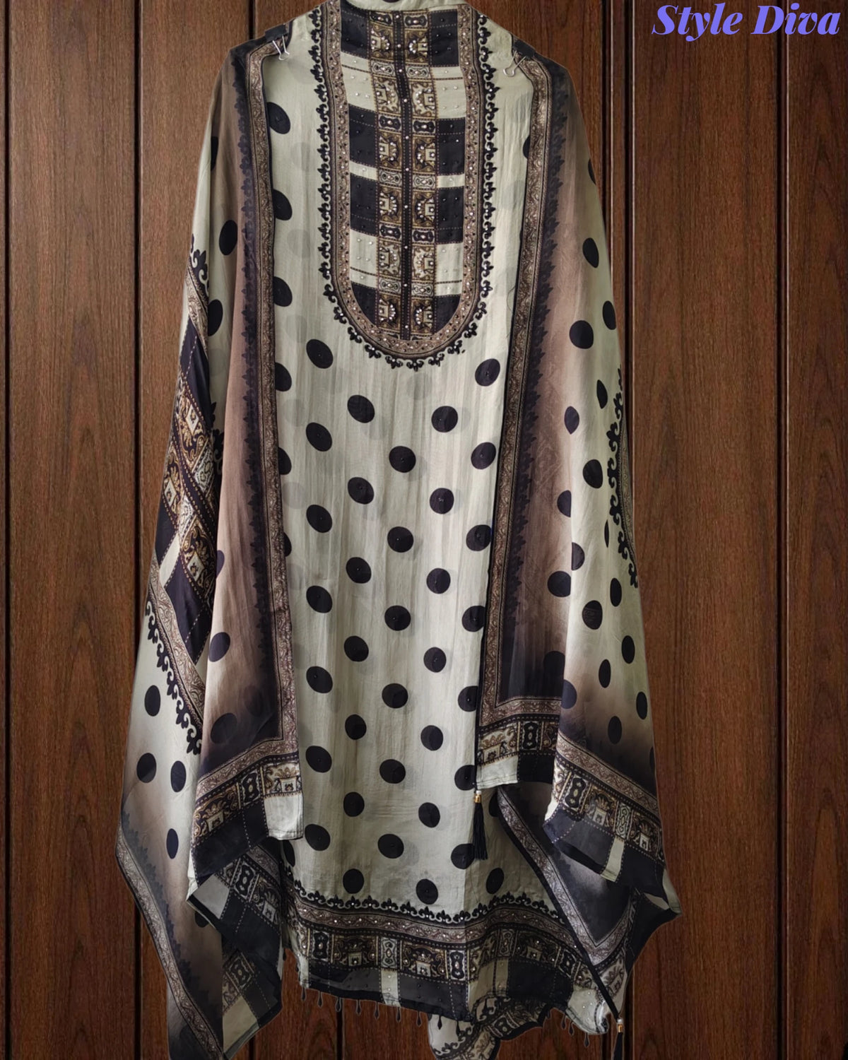 Glass Organza Digital Print Unstitched Suit with Swarovski Highlighting