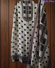 Glass Organza Digital Print Unstitched Suit with Swarovski Highlighting