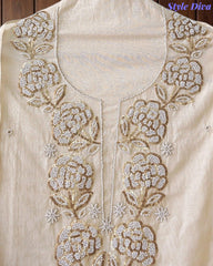 Premium Mul Unstitched Cotton Unstitched Suit with Pearl, Sequin Work & Embroidered Dupatta