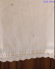 Premium Mul Unstitched Cotton Unstitched Suit with Pearl, Sequin Work & Embroidered Dupatta