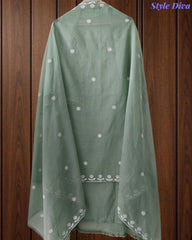 Premium Mul Unstitched Cotton Unstitched Suit with Pearl, Sequin Work & Embroidered Dupatta