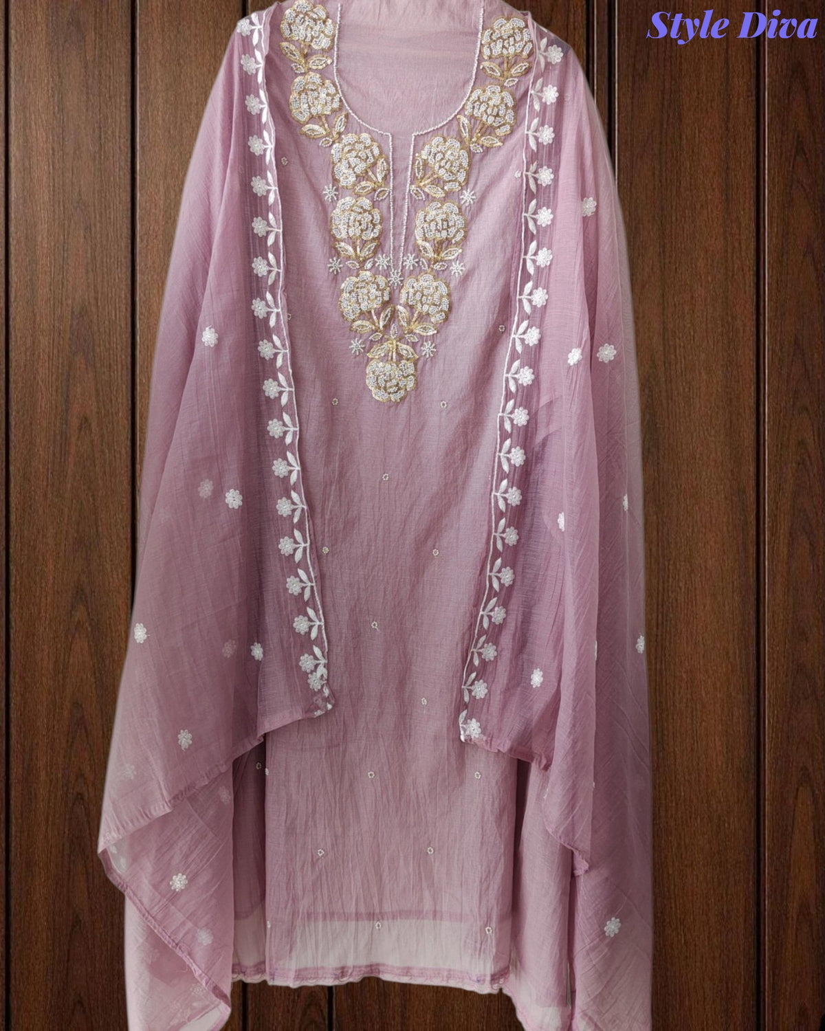 Premium Mul Unstitched Cotton Unstitched Suit with Pearl, Sequin Work & Embroidered Dupatta (Copy)