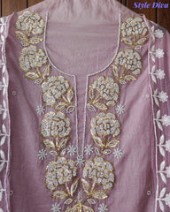 Premium Mul Unstitched Cotton Unstitched Suit with Pearl, Sequin Work & Embroidered Dupatta (Copy)