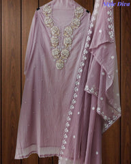 Premium Mul Unstitched Cotton Unstitched Suit with Pearl, Sequin Work & Embroidered Dupatta (Copy)