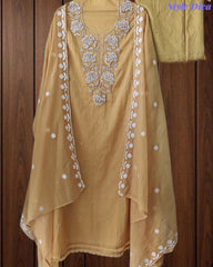 Premium Mul Unstitched Cotton Unstitched Suit with Pearl, Sequin Work & Embroidered Dupatta (Copy)
