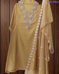 Premium Mul Unstitched Cotton Unstitched Suit with Pearl, Sequin Work & Embroidered Dupatta (Copy)