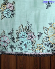 Mul Cotton Unstitched Suit with Overall Colorful Embroidery & Embroidery Dupatta