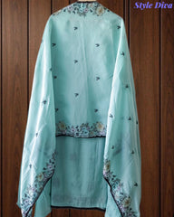 Mul Cotton Unstitched Suit with Overall Colorful Embroidery & Embroidery Dupatta