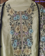 Mul Cotton Unstitched Suit with Overall Colorful Embroidery & Embroidery Dupatta