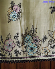 Mul Cotton Unstitched Suit with Overall Colorful Embroidery & Embroidery Dupatta
